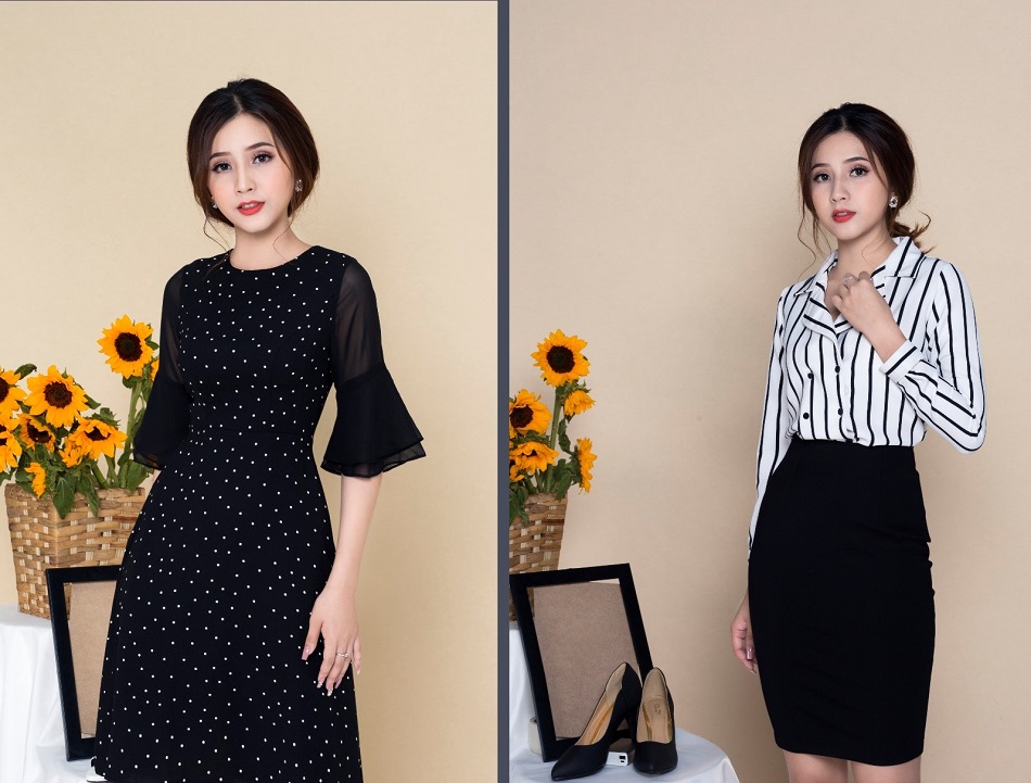 Chấm bi hay sọc đều tạo nên nét chấm phá mới lạ.