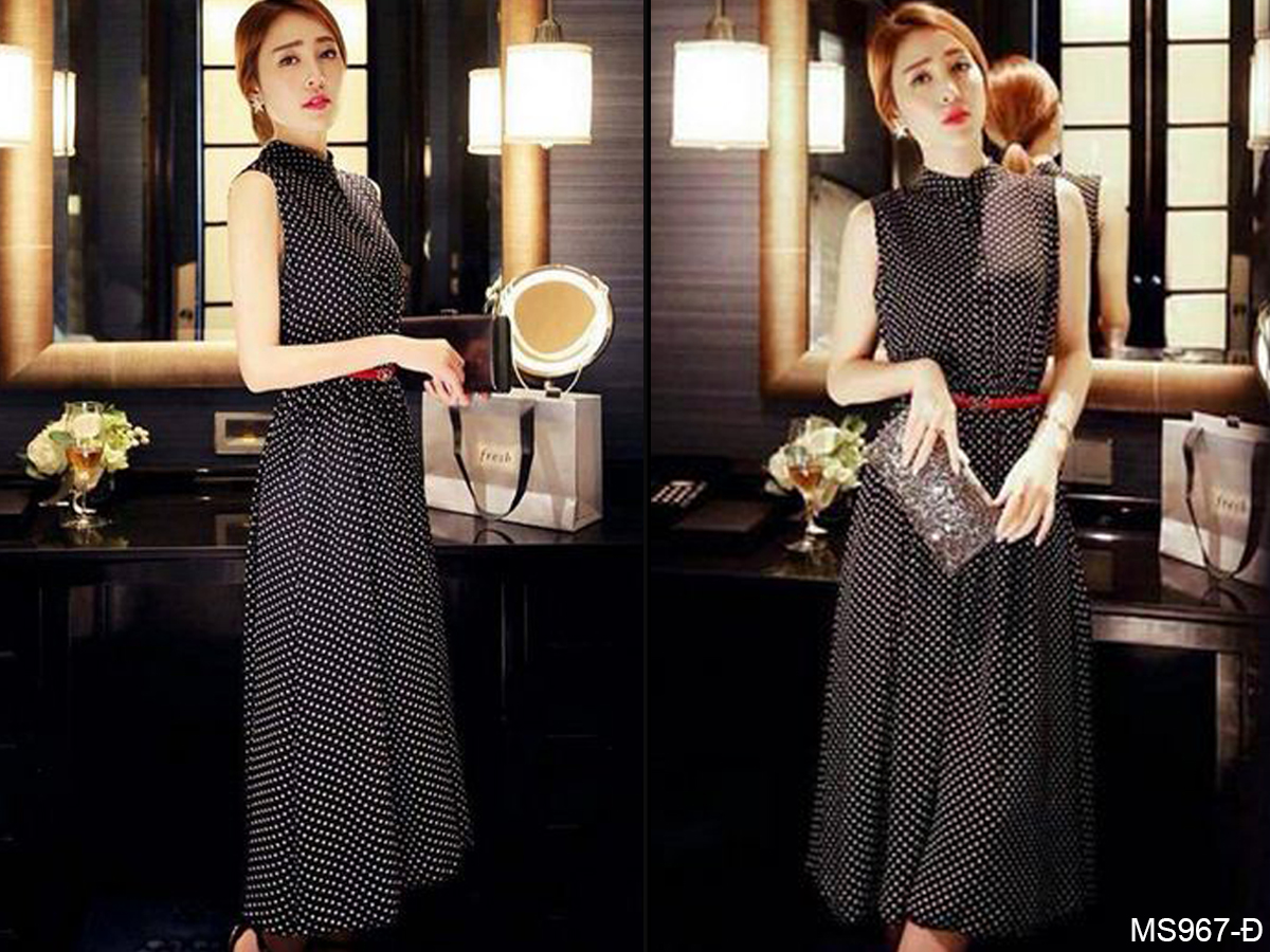 Đầm maxi chấm bi 