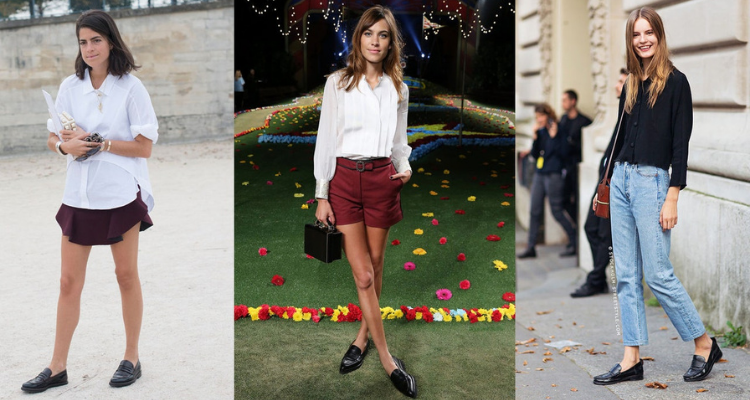 Phối giày loafer với chân váy