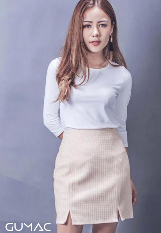 Set đầm công sở áo thun chân váy xẻ đôi