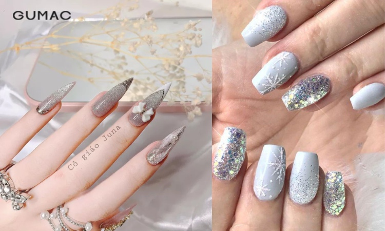 Nail màu bạc ánh kim lấp lánh