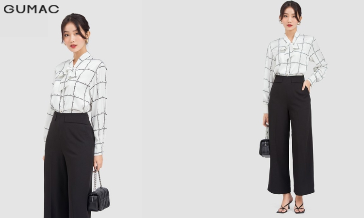 Mẫu quần âu nữ ống rộng