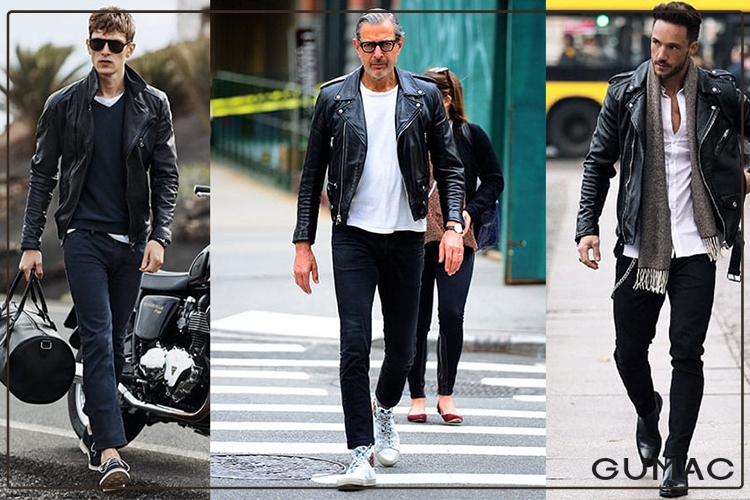 Áo khoác Jacket mix quần tối màu cùng giày Sneaker