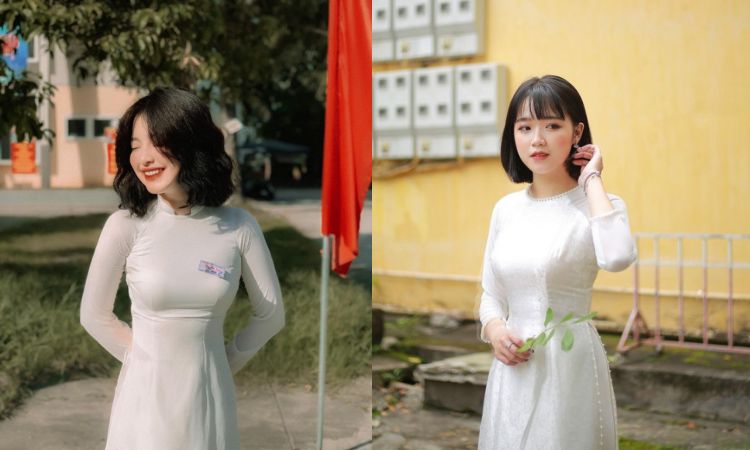 Kiểu tóc ngắn mặc áo dài học sinh