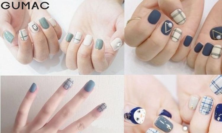 Mẫu móng tay kẻ caro theo màu Mẫu móng tay kẻ caro theo màu